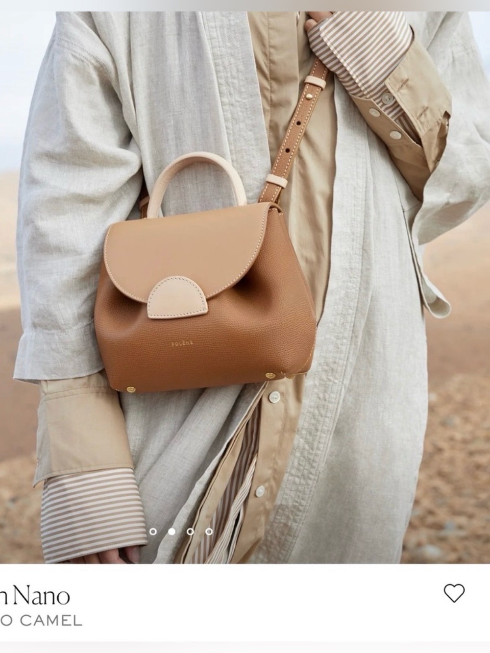 Polene  Numero Un Edition Trio Camel Tan & Cream Leather Crossbody Women's Bag - Picture 3 of 17